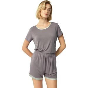 GYS Womens Pajama Sets, Short Sleeve Soft Sleepwear Tops and Shorts Pjs, Bamboo Viscose Loungewear(Dark Grey)