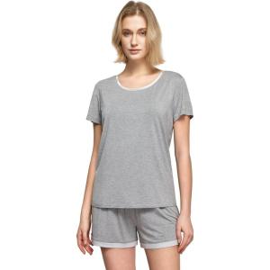 GYS Womens Pajama Sets, Short Sleeve Soft Sleepwear Tops and Shorts Pjs, Bamboo Viscose Loungewear(Heather Grey)