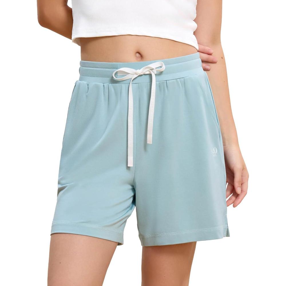 imageGYS Pajama Shorts for Women Bamboo Viscose Soft Comfy Lounge Pj Bottoms with Pocketsturquoise