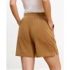 GYS Pajama Shorts for Women Bamboo Viscose Soft Comfy Lounge Pj Bottoms with Pockets(Brown)