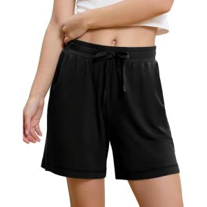 GYS Pajama Shorts for Women Bamboo Viscose Soft Comfy Lounge Pj Bottoms with Pockets(Black)