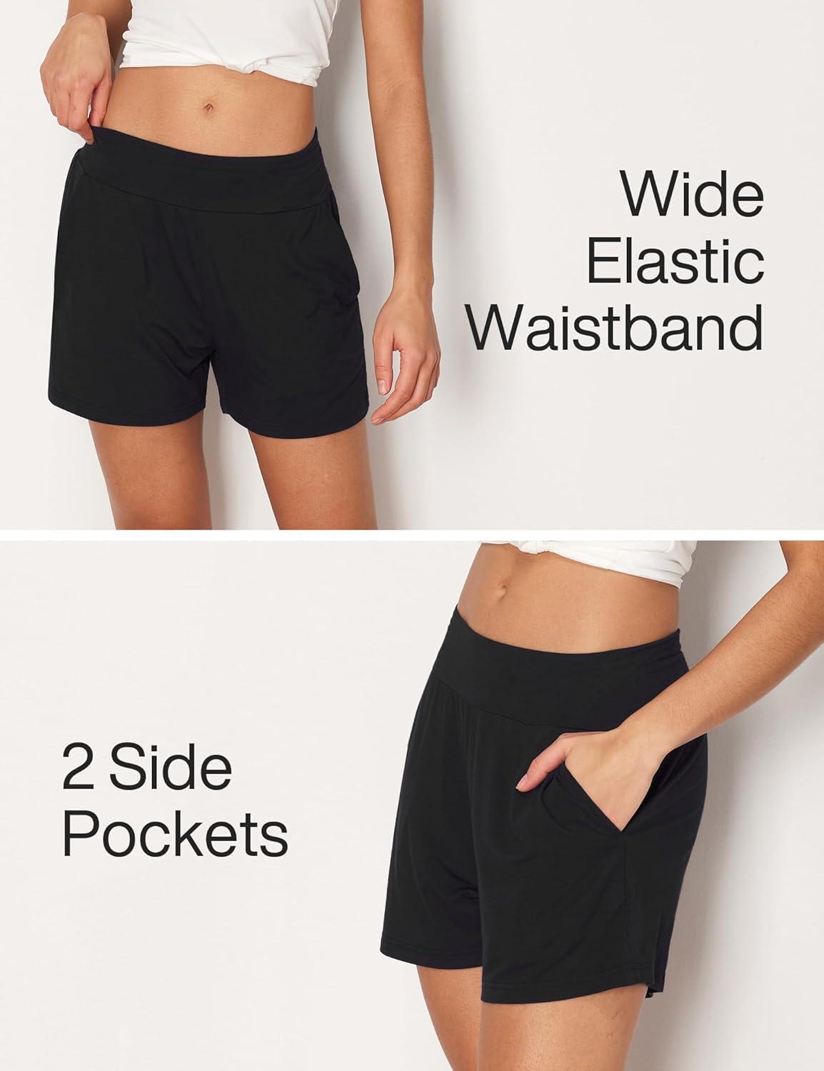 imageGYS Bamboo Viscose Pajama Shorts for Women Casual Micro Mini Lounge Shorts Soft Comfy Sleep BottomsBlack