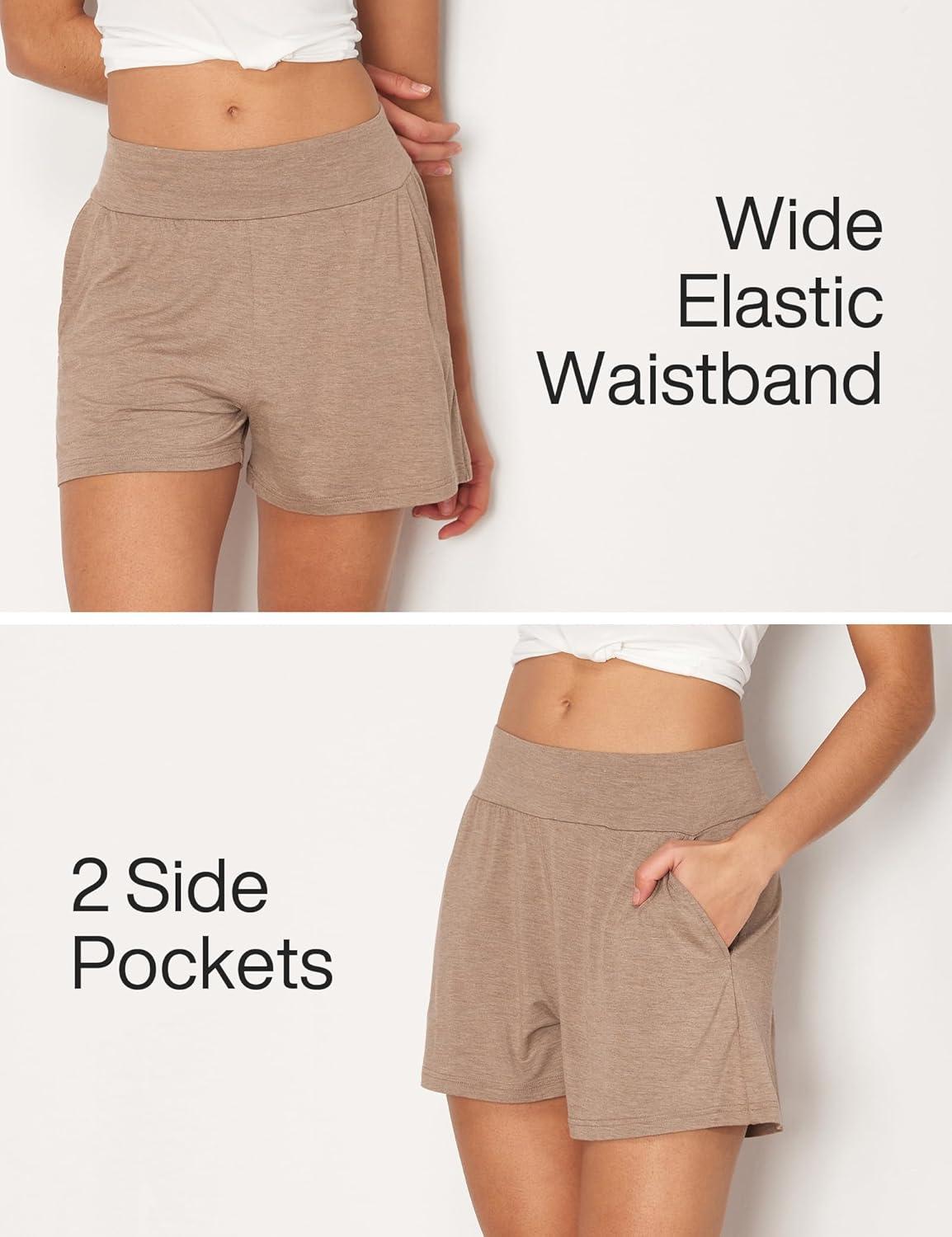 imageGYS Bamboo Viscose Pajama Shorts for Women Casual Micro Mini Lounge Shorts Soft Comfy Sleep BottomsCamel