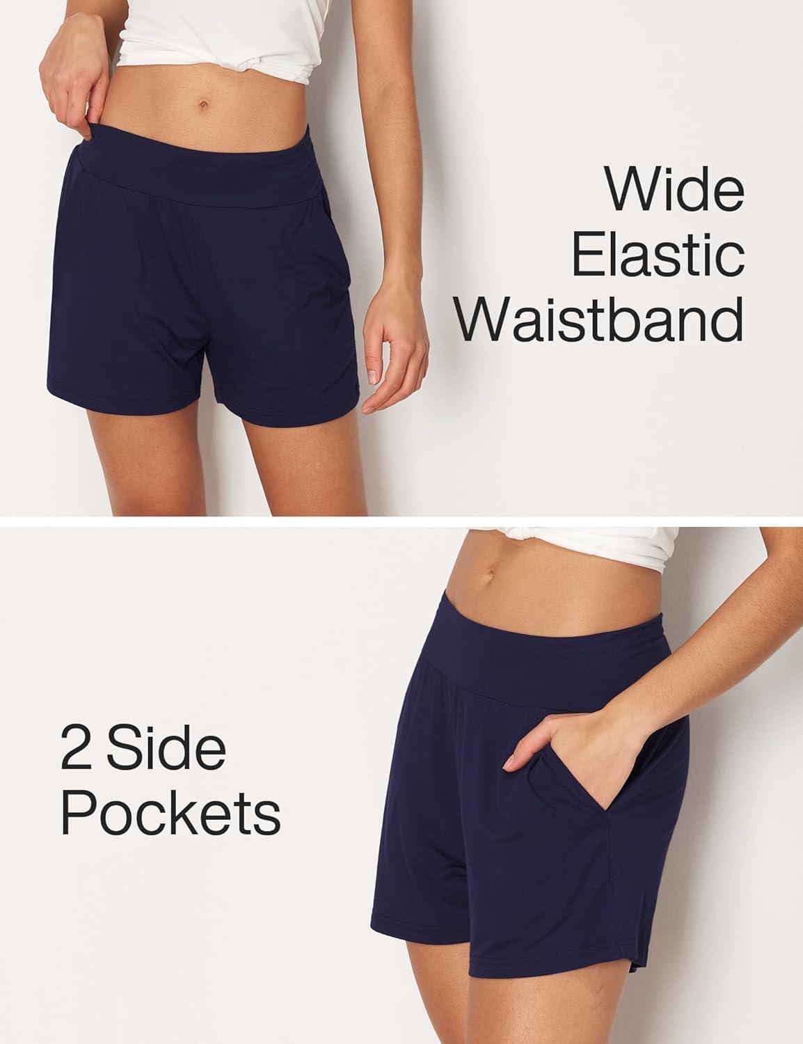 imageGYS Bamboo Viscose Pajama Shorts for Women Casual Micro Mini Lounge Shorts Soft Comfy Sleep BottomsNavy