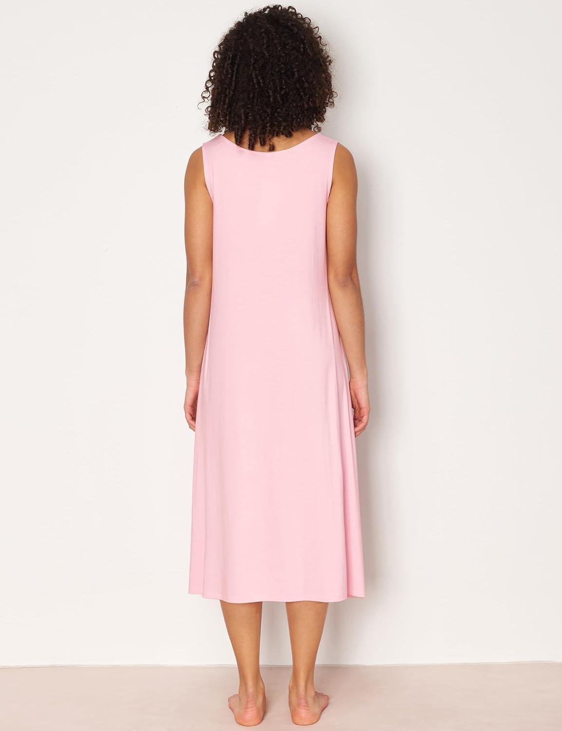 imageGYS Sleeveless Nightgowns for Women Soft Bamboo Viscose Night Shirts Tank Sleepwear with Pockets Long Sleep DressPink