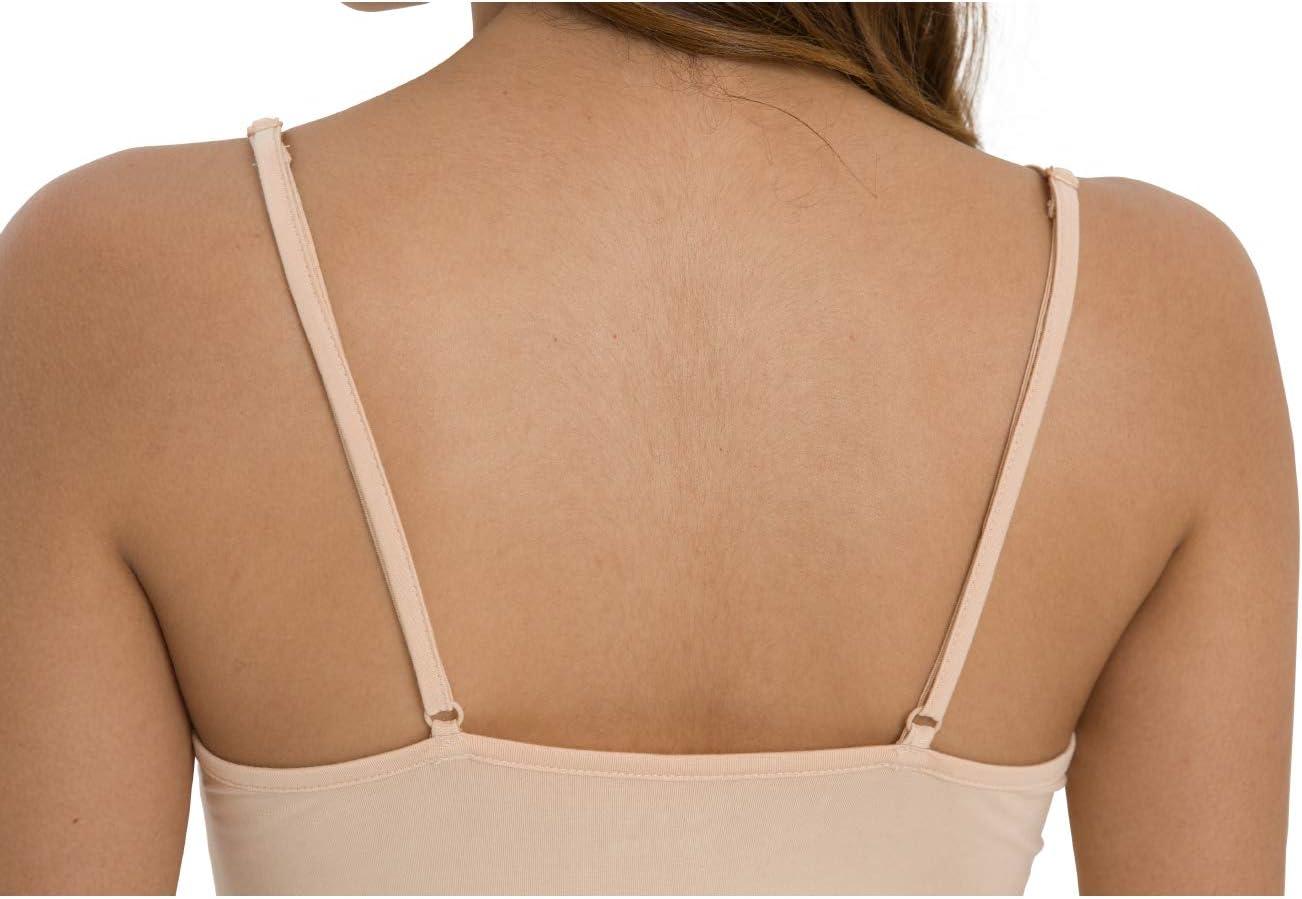 imageGYS Womens Bamboo Viscose Camisole Undershirt Adjustable Spaghetti Strap Layering Tank TopBeige
