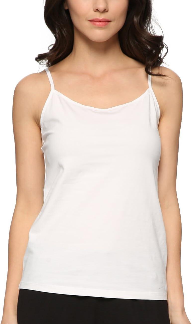 imageGYS Womens Bamboo Viscose Camisole Undershirt Adjustable Spaghetti Strap Layering Tank TopWhite