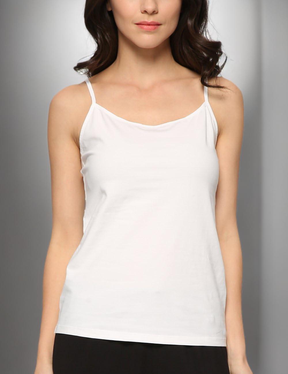 imageGYS Womens Bamboo Viscose Camisole Undershirt Adjustable Spaghetti Strap Layering Tank TopWhite