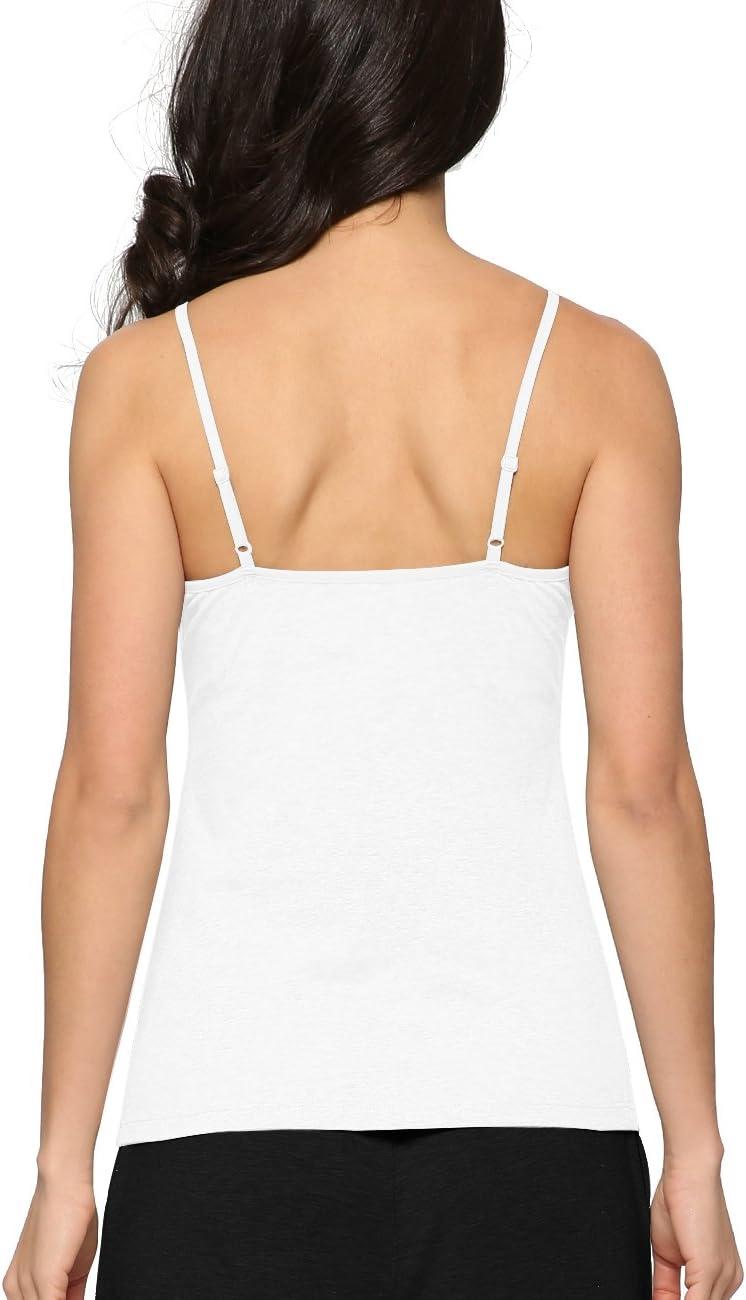 imageGYS Womens Bamboo Viscose Camisole Undershirt Adjustable Spaghetti Strap Layering Tank TopWhite
