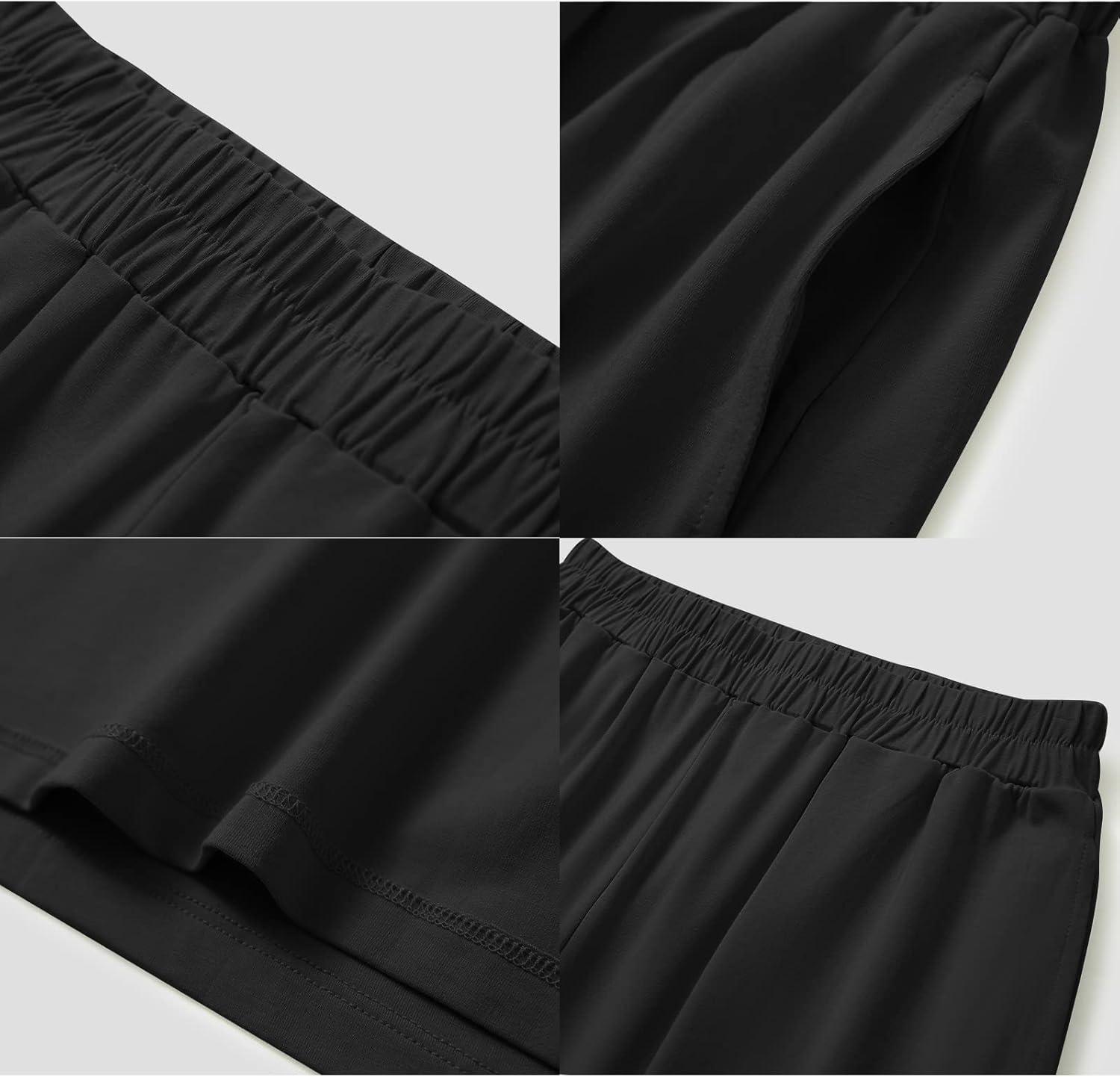 imageGYS Womens Bamboo Viscose Pajama Shorts Super Soft Sleep Shorts with Pockets amp Elastic WaistBlack