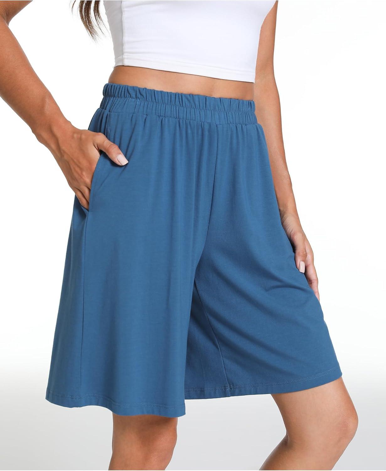 imageGYS Womens Bamboo Viscose Pajama Shorts Super Soft Sleep Shorts with Pockets amp Elastic WaistBlue