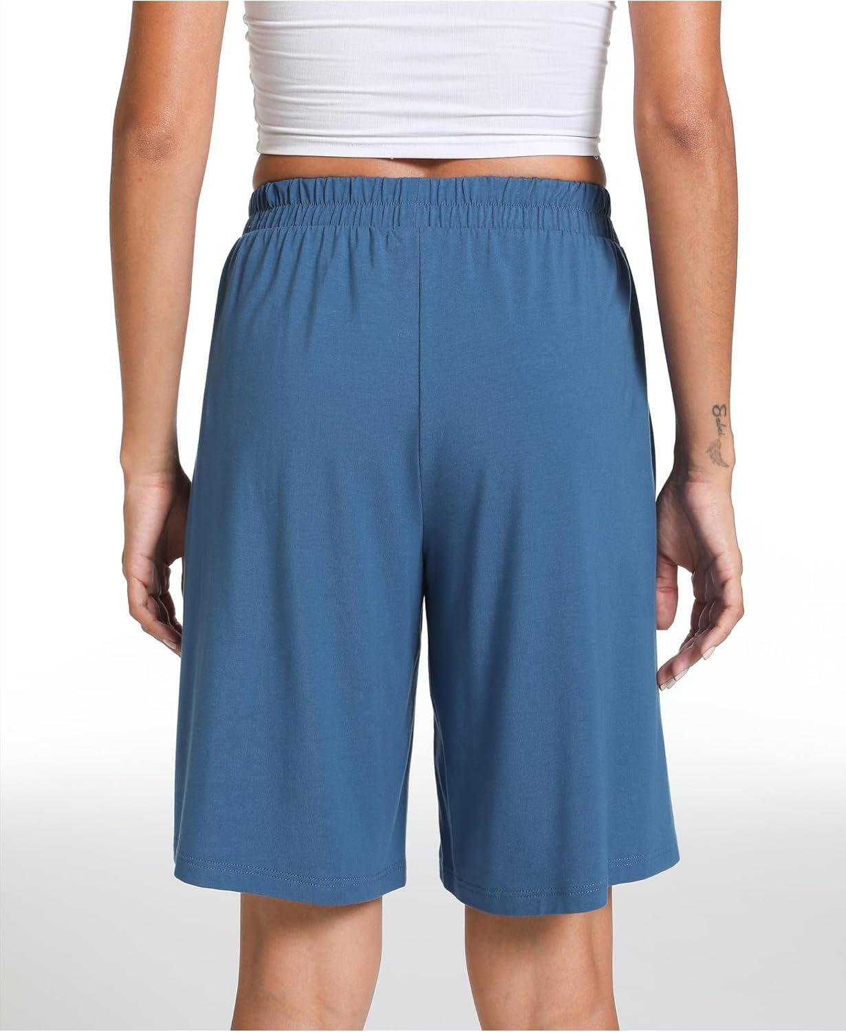 imageGYS Womens Bamboo Viscose Pajama Shorts Super Soft Sleep Shorts with Pockets amp Elastic WaistBlue