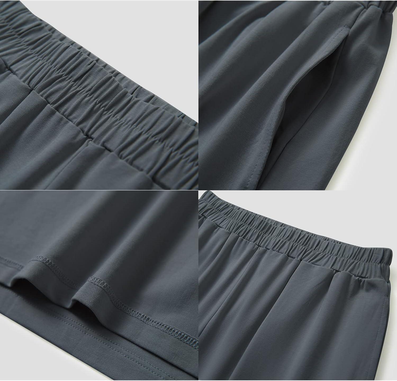 imageGYS Womens Bamboo Viscose Pajama Shorts Super Soft Sleep Shorts with Pockets amp Elastic WaistCarbon Grey