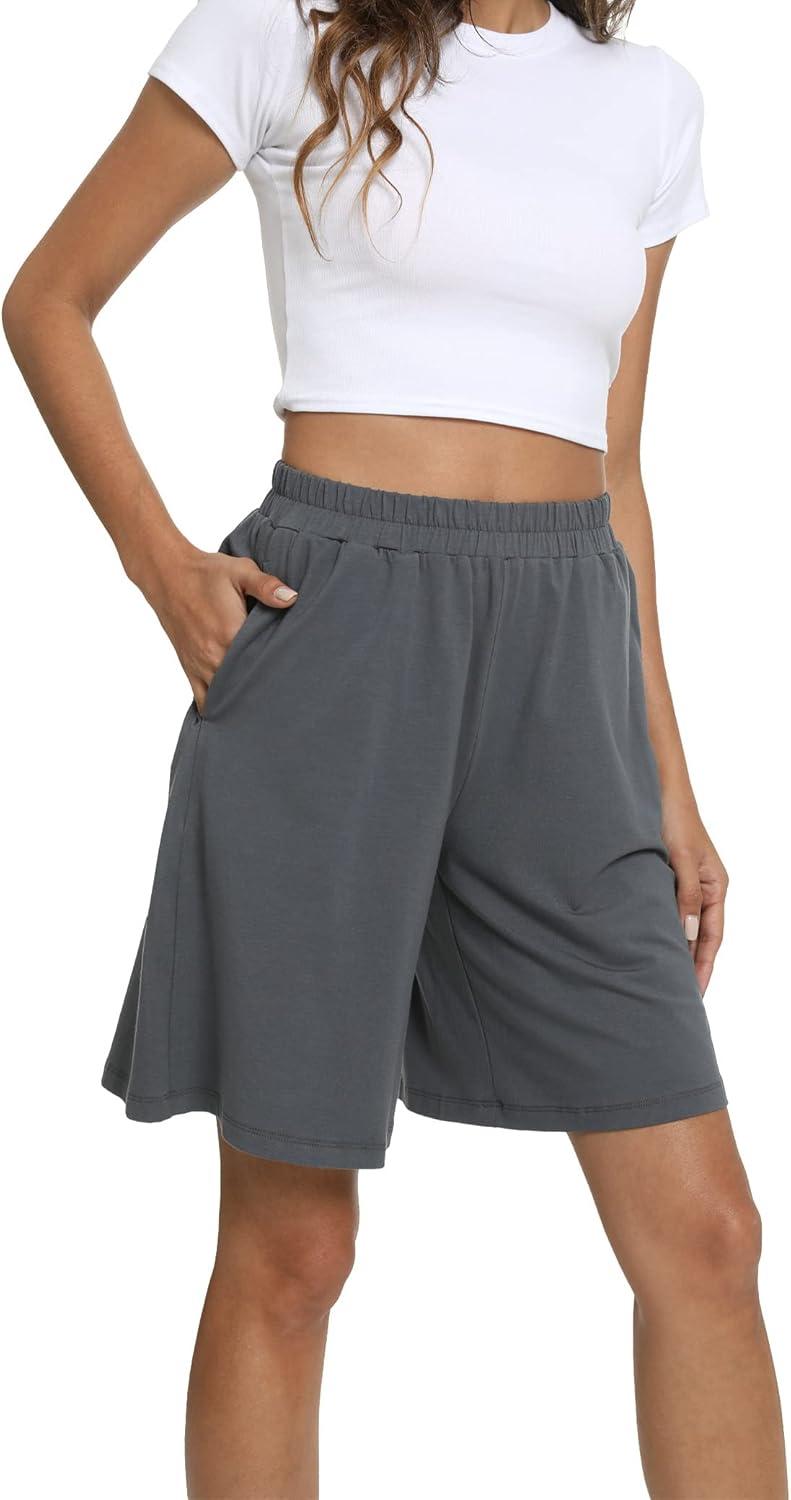 imageGYS Womens Bamboo Viscose Pajama Shorts Super Soft Sleep Shorts with Pockets amp Elastic WaistCarbon Grey