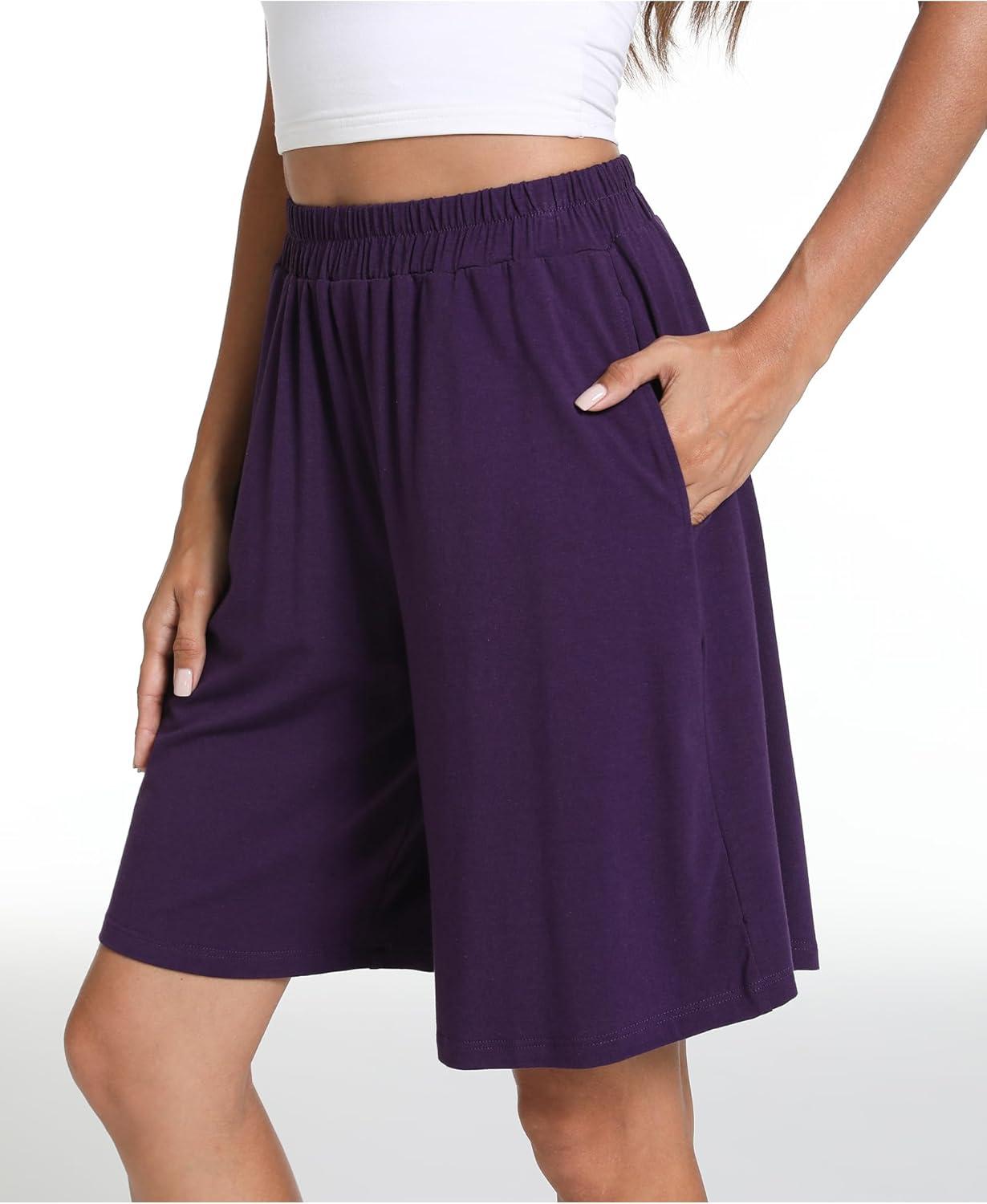 imageGYS Womens Bamboo Viscose Pajama Shorts Super Soft Sleep Shorts with Pockets amp Elastic WaistDeep Purple