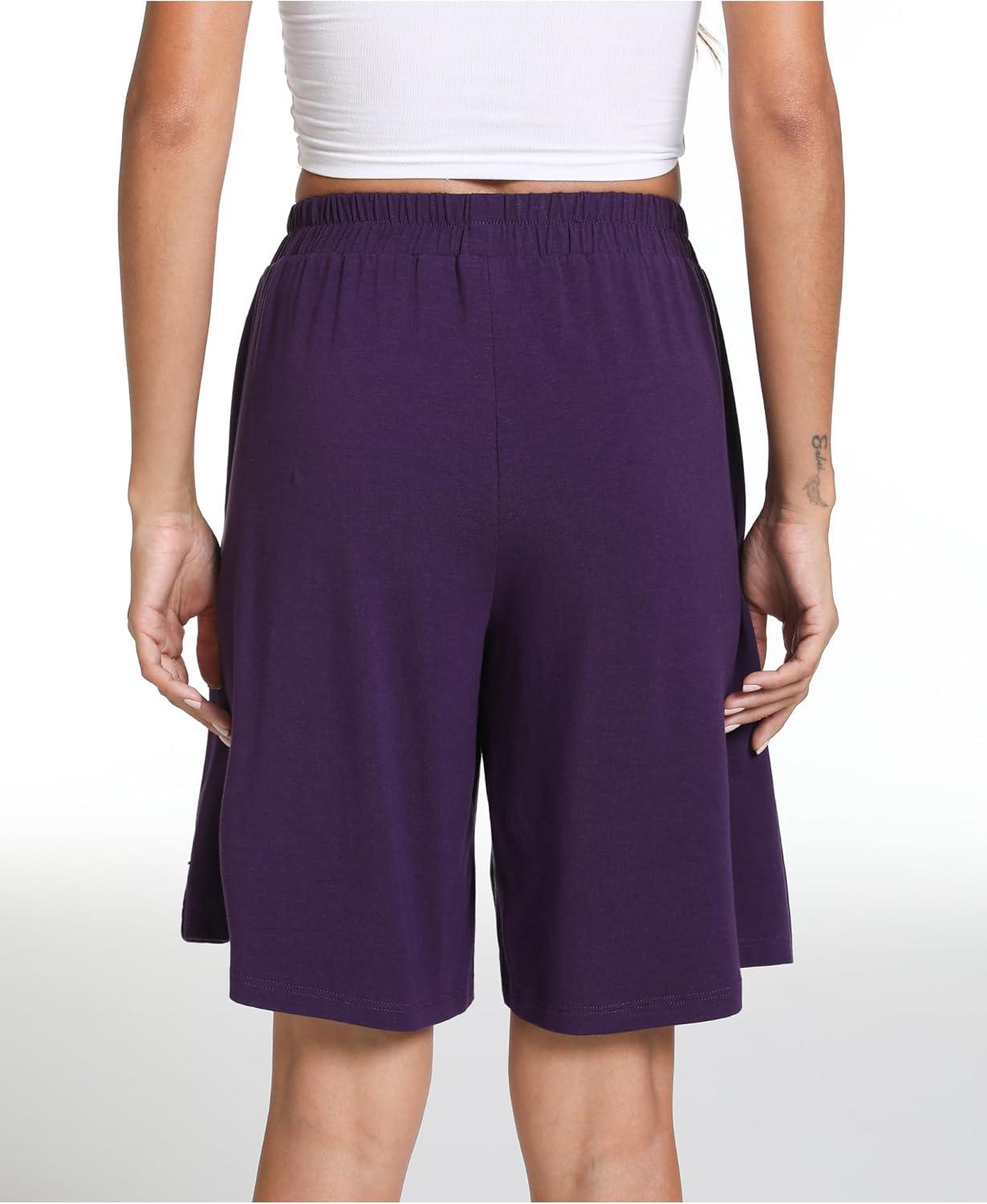 imageGYS Womens Bamboo Viscose Pajama Shorts Super Soft Sleep Shorts with Pockets amp Elastic WaistDeep Purple