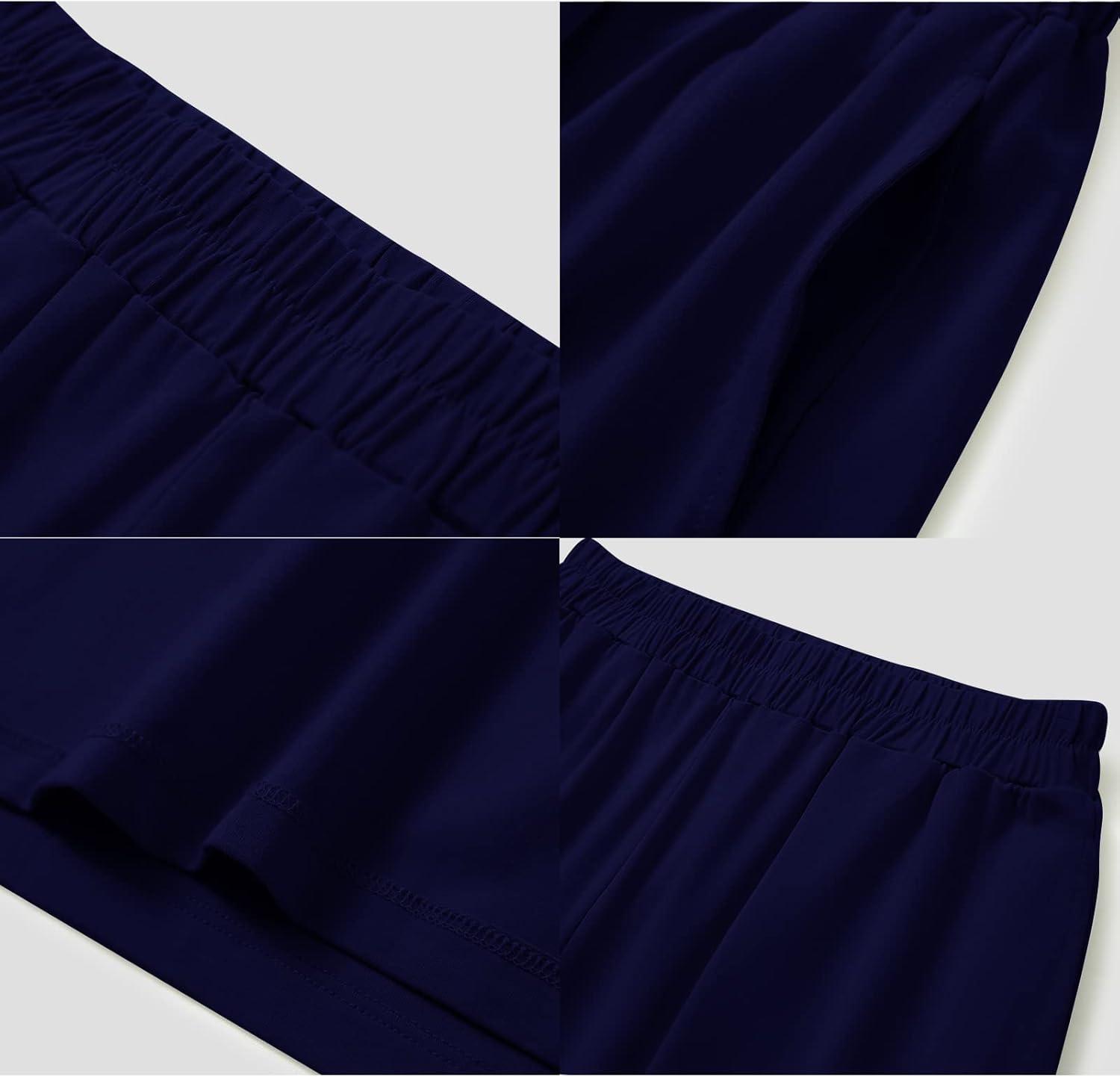 imageGYS Womens Bamboo Viscose Pajama Shorts Super Soft Sleep Shorts with Pockets amp Elastic WaistNavy