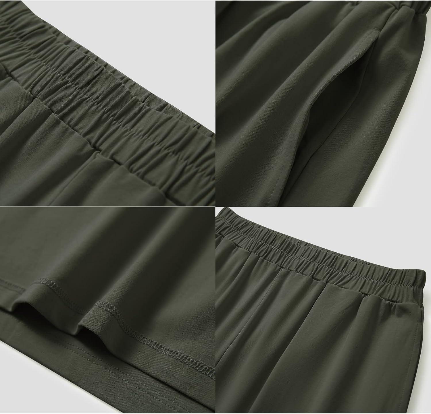 imageGYS Womens Bamboo Viscose Pajama Shorts Super Soft Sleep Shorts with Pockets amp Elastic WaistOlive