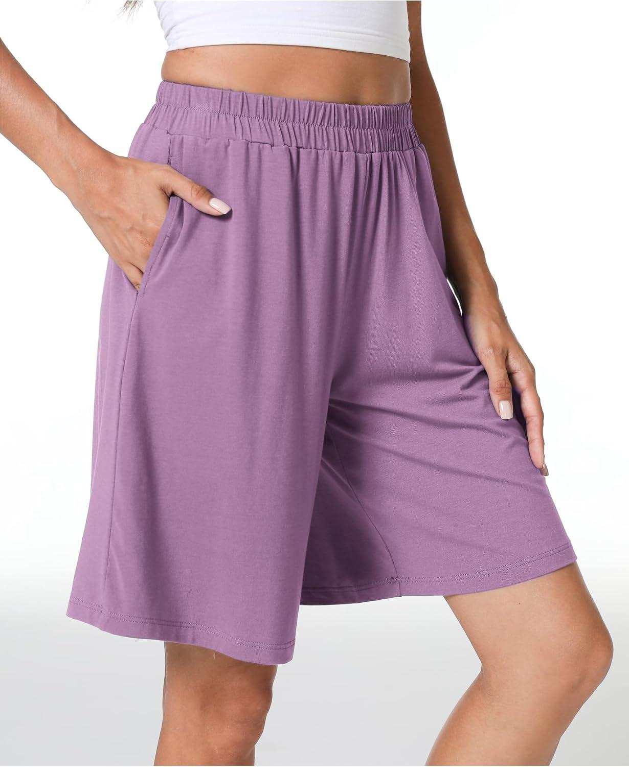 imageGYS Womens Bamboo Viscose Pajama Shorts Super Soft Sleep Shorts with Pockets amp Elastic WaistPurple