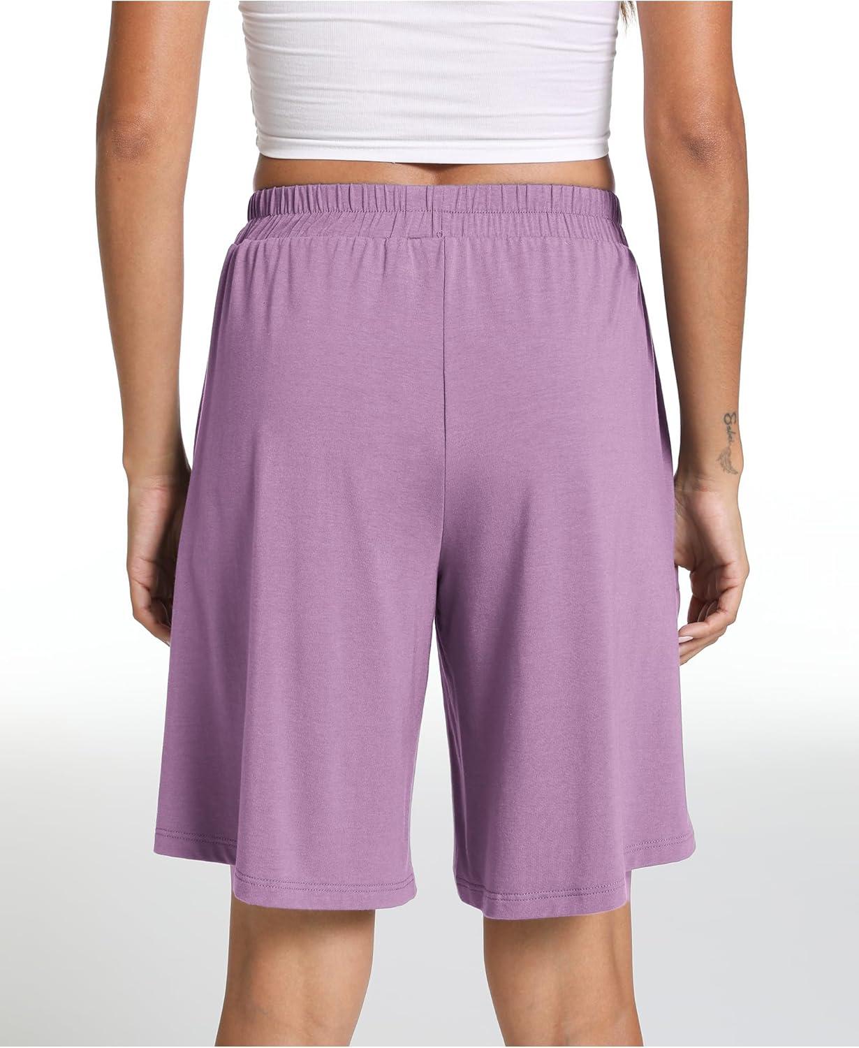 imageGYS Womens Bamboo Viscose Pajama Shorts Super Soft Sleep Shorts with Pockets amp Elastic WaistPurple