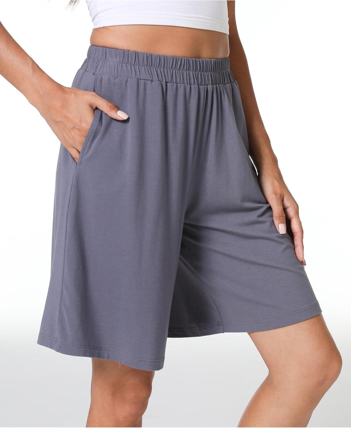 imageGYS Womens Bamboo Viscose Pajama Shorts Super Soft Sleep Shorts with Pockets amp Elastic WaistReddish Grey