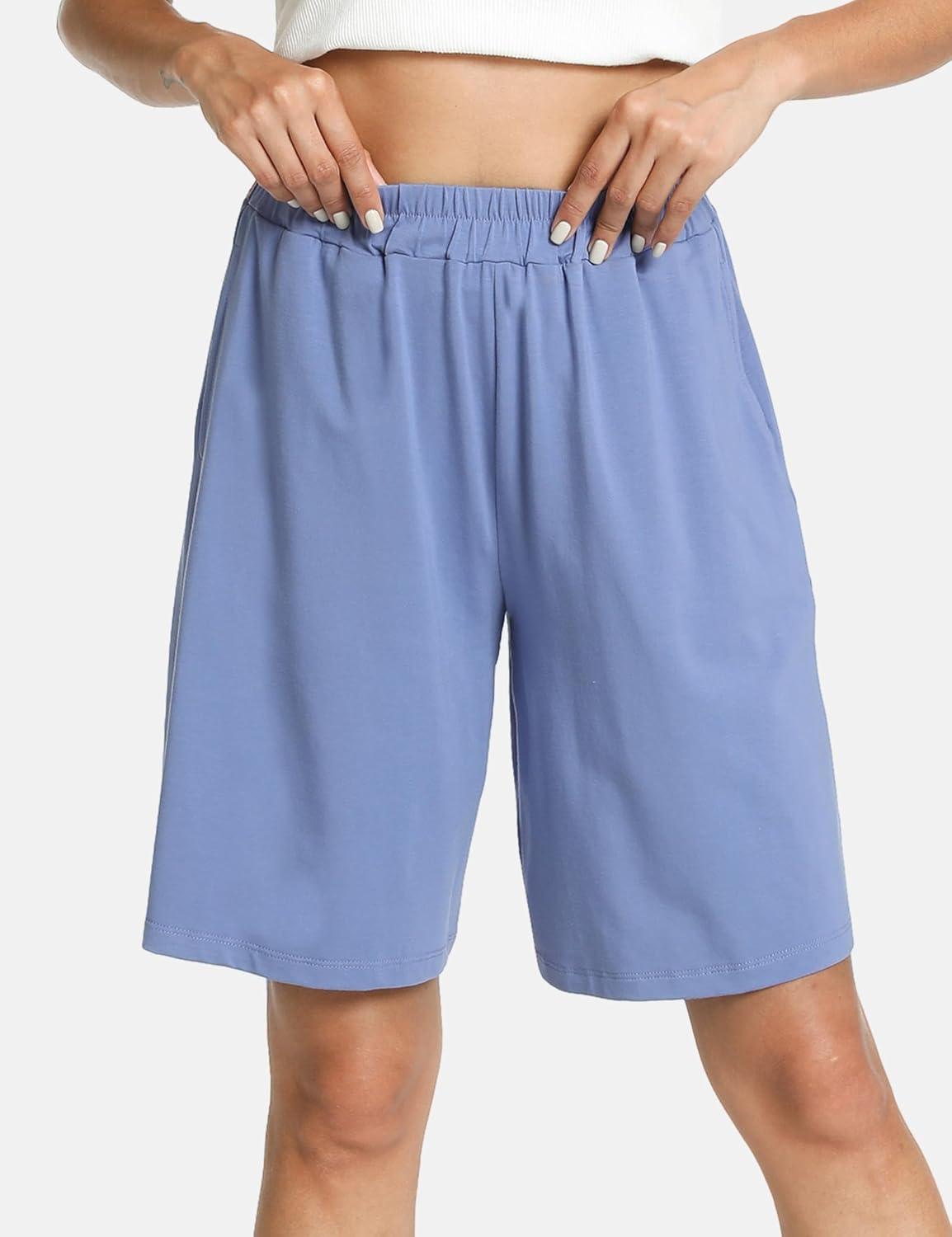 imageGYS Womens Bamboo Viscose Pajama Shorts Super Soft Sleep Shorts with Pockets amp Elastic WaistWitt Blue
