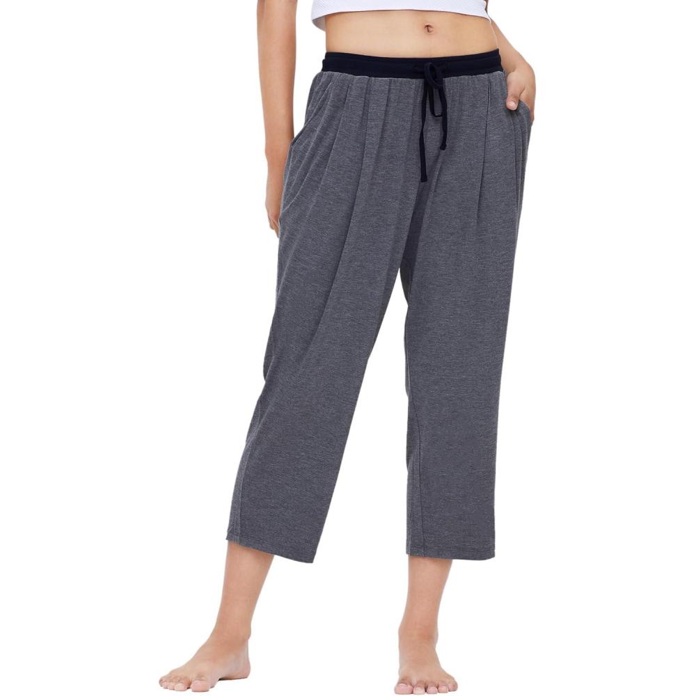 imageGYS Bamboo Viscose Capri Pajama Pants for Women Soft Summer Lounge Pants with PocketsDark Heather Grey