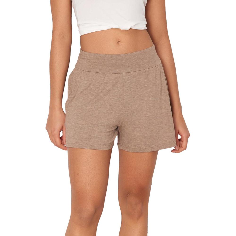imageGYS Bamboo Viscose Pajama Shorts for Women Casual Micro Mini Lounge Shorts Soft Comfy Sleep BottomsCamel