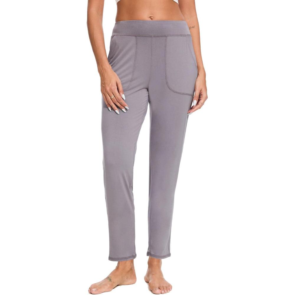 imageGYS Bamboo Viscose Womens Pajama Bottoms Wide Waisted Lounge Pants with Pockets