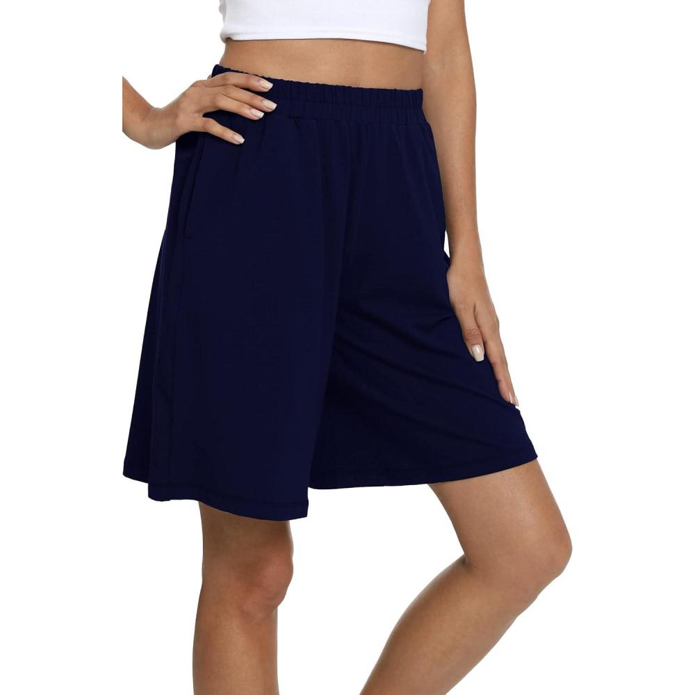 imageGYS Womens Bamboo Viscose Pajama Shorts Super Soft Sleep Shorts with Pockets amp Elastic WaistNavy