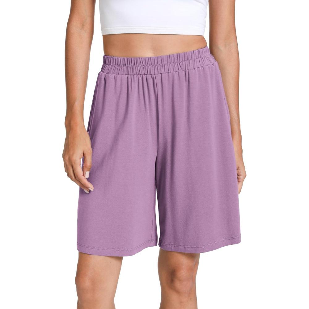 imageGYS Womens Bamboo Viscose Pajama Shorts Super Soft Sleep Shorts with Pockets amp Elastic WaistPurple