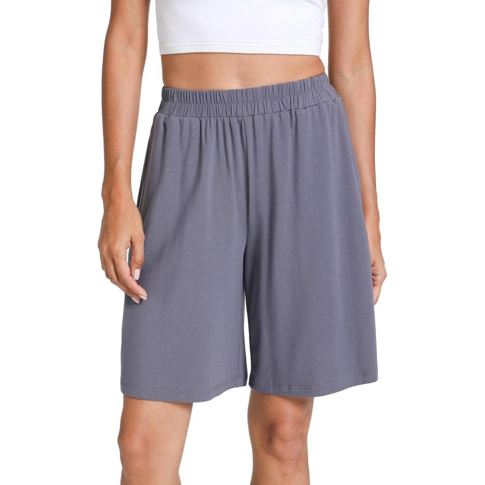 imageGYS Womens Bamboo Viscose Pajama Shorts Super Soft Sleep Shorts with Pockets amp Elastic WaistReddish Grey