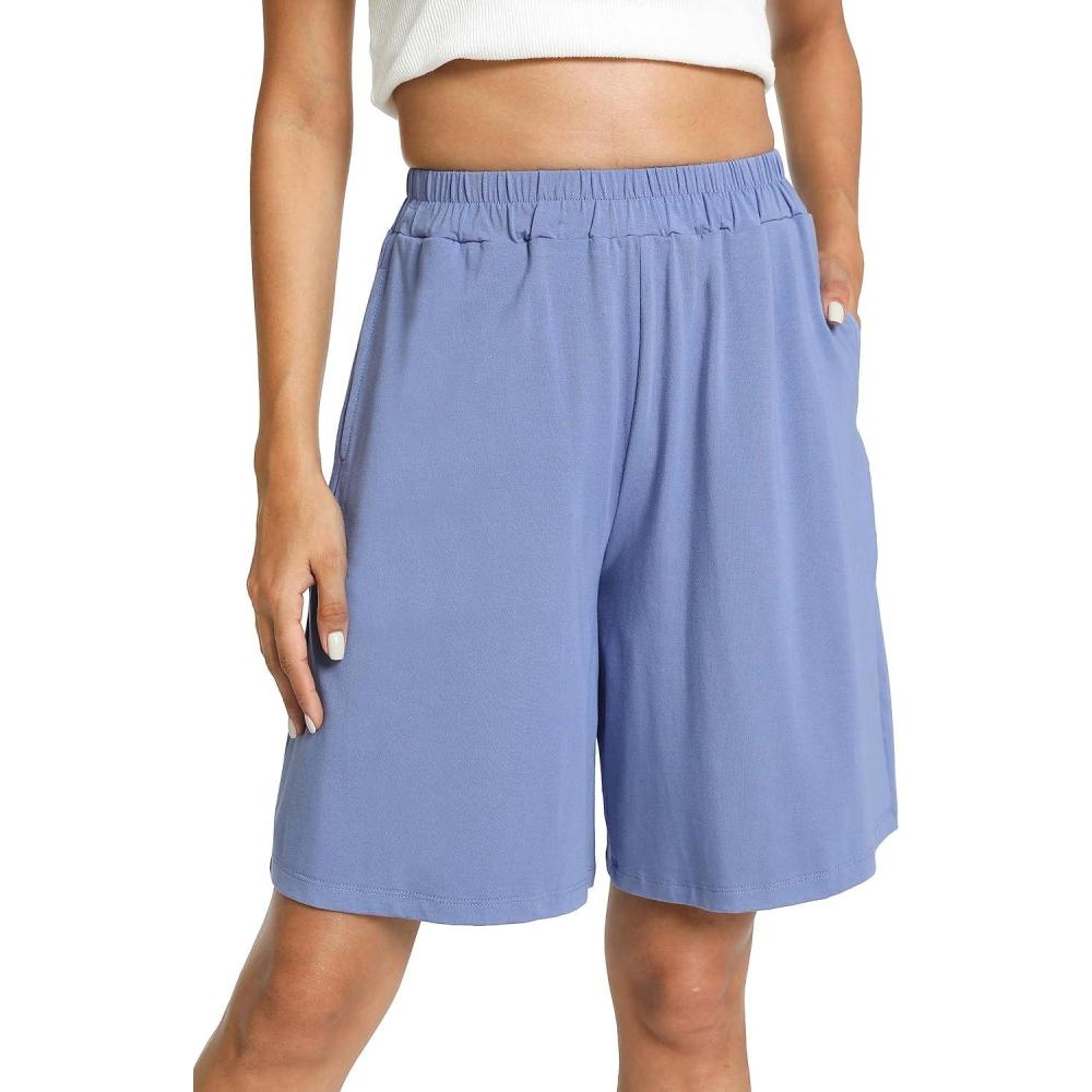imageGYS Womens Bamboo Viscose Pajama Shorts Super Soft Sleep Shorts with Pockets amp Elastic WaistWitt Blue