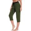 GYS Bamboo Viscose Capri Pajama Pants for Women Soft Summer Lounge Pants with Pockets(Army Green)