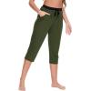 GYS Bamboo Viscose Capri Pajama Pants for Women Soft Summer Lounge Pants with Pockets(Army Green)