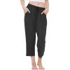 GYS Bamboo Viscose Capri Pajama Pants for Women Soft Summer Lounge Pants with Pockets(Black)