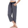 GYS Bamboo Viscose Capri Pajama Pants for Women Soft Summer Lounge Pants with Pockets(Dark Heather Grey)