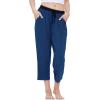 GYS Bamboo Viscose Capri Pajama Pants for Women Soft Summer Lounge Pants with Pockets(Ink Blue)