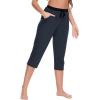 GYS Bamboo Viscose Capri Pajama Pants for Women Soft Summer Lounge Pants with Pockets(Midnight Blue)