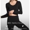 GYS Bamboo Viscose Long Johns Sets Thermal Underwear for Women Long Sleeve Base Layer(Black)