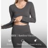 GYS Bamboo Viscose Long Johns Sets Thermal Underwear for Women Long Sleeve Base Layer(Dark Grey)
