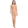 GYS Bamboo Viscose Long Johns Sets Thermal Underwear for Women Long Sleeve Base Layer(Light Brown)