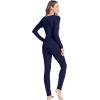 GYS Bamboo Viscose Long Johns Sets Thermal Underwear for Women Long Sleeve Base Layer(Navy)