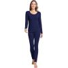 GYS Bamboo Viscose Long Johns Sets Thermal Underwear for Women Long Sleeve Base Layer(Navy)