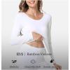 GYS Bamboo Viscose Long Johns Sets Thermal Underwear for Women Long Sleeve Base Layer(White)