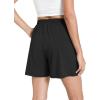GYS Bamboo Viscose Pajama Shorts Women Soft Sleep Shorts with Pockets Comfy Lounge Shorts Pj Bottoms(Black)