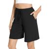 GYS Bamboo Viscose Pajama Shorts for Women Soft Summer Sleep Shorts with Pockets(Black)