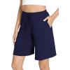 GYS Bamboo Viscose Pajama Shorts for Women Soft Summer Sleep Shorts with Pockets(Navy)