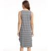 GYS Bamboo Viscose Sleeveless Nightgowns for Women, Soft Tank Top Sleep Shirt, Lightweight Sleepwear Comfy Nightdress Pajamas(Grey Stripe)