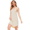 GYS Bamboo Viscose Sleeveless Nightgowns for Women, Soft Tank Top Sleep Shirt, Lightweight Sleepwear Comfy Nightdress Pajamas(Heather Beige)